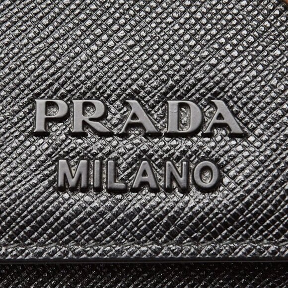 Prada Black Saffiano Leather Metal Pins Large Flap Wallet - 1MH132 - Picture 10 of 12